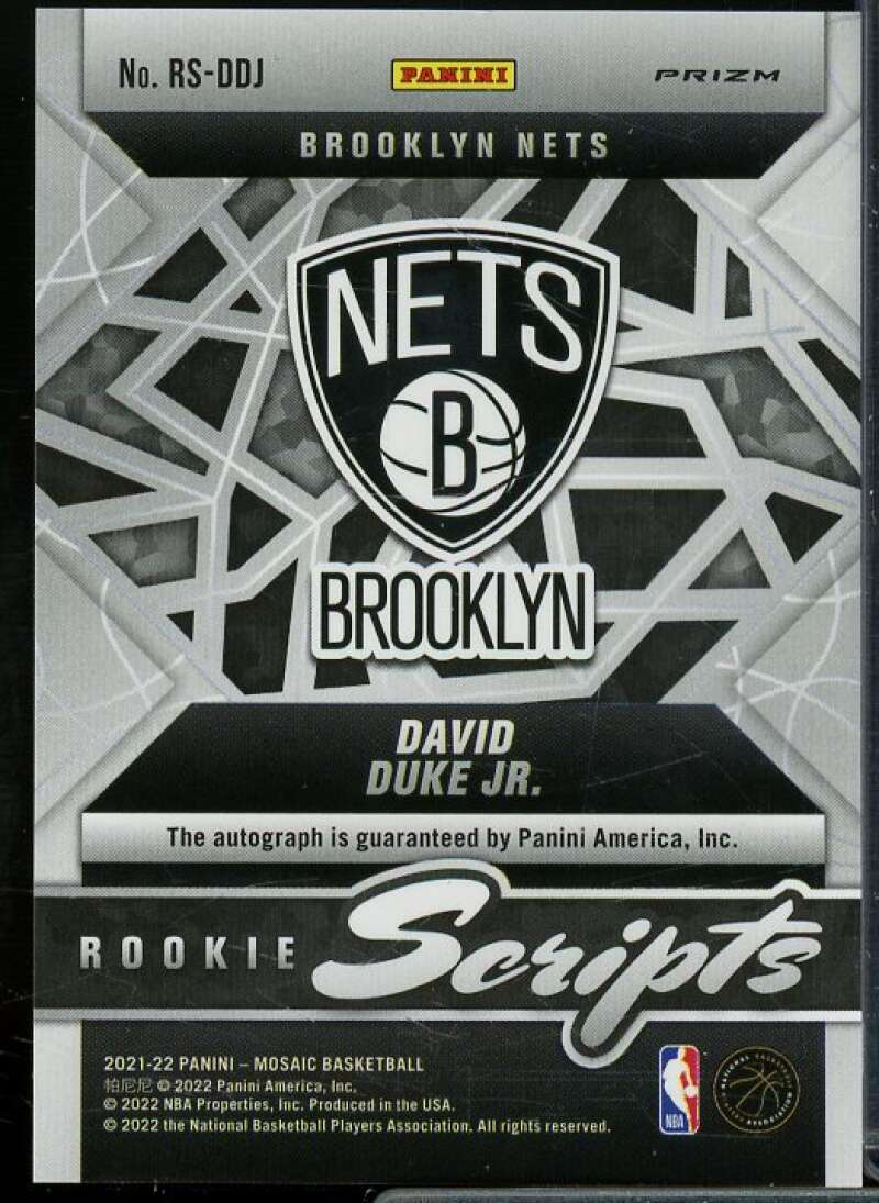 David Duke Jr. 2021-22 Panini Chronicles Draft Picks Mosaic Scripts AU Black #28  Image 2