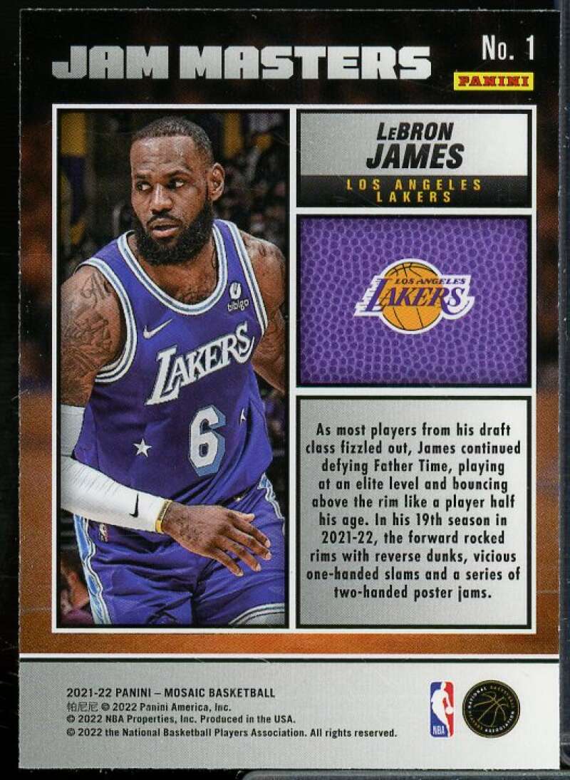 LeBron James Card 2021-22 Panini Mosaic Jam Masters #1  Image 2