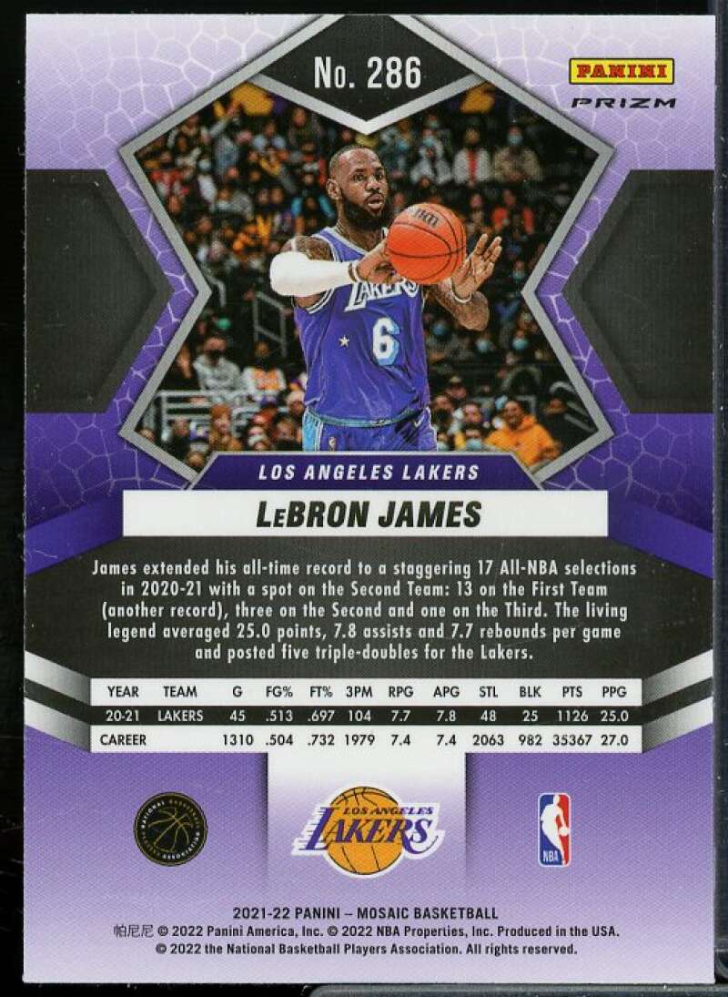 LeBron James ALL Card 2021-22 Panini Mosaic Silver #286  Image 2