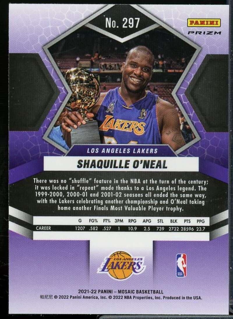 Shaquille O'Neal MVP Card 2021-22 Panini Mosaic Mosaic Green #297  Image 2