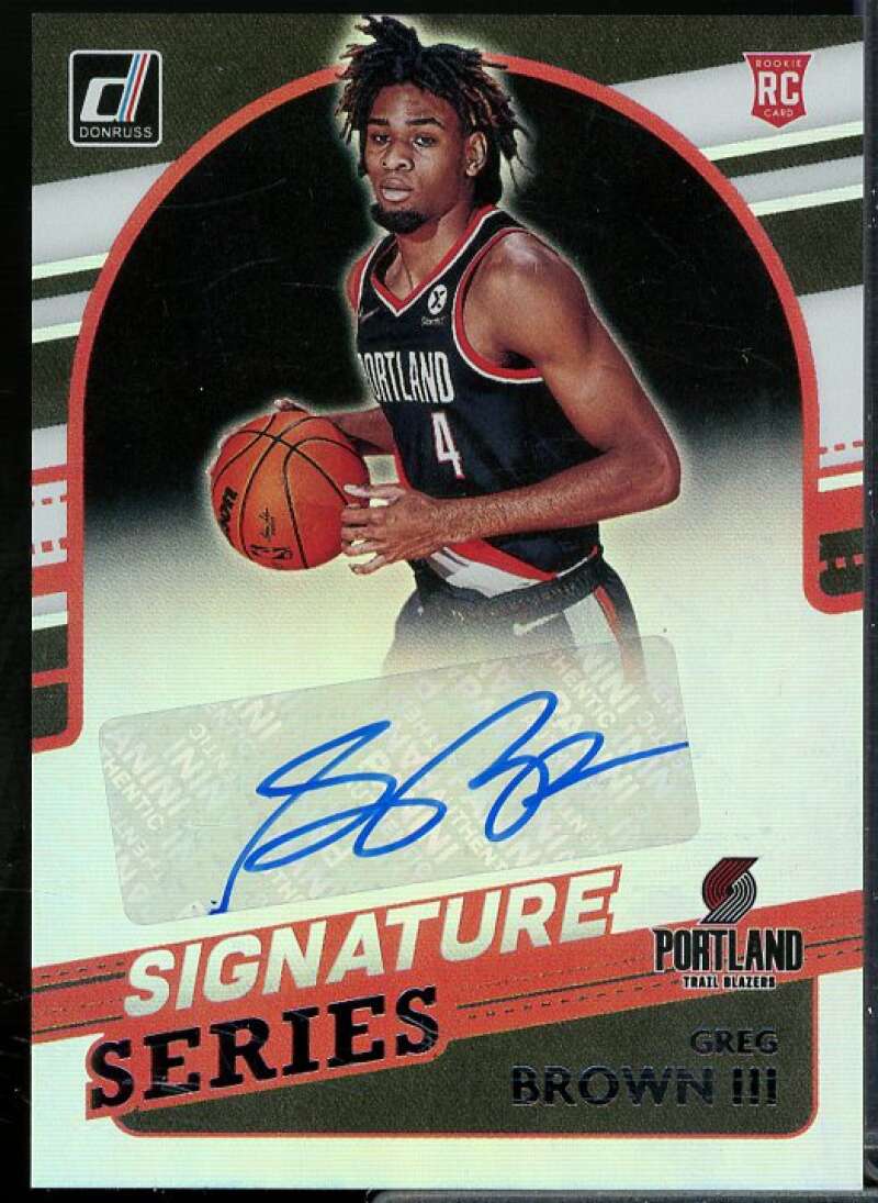 Greg Brown III Rookie Card 2021-22 Donruss Signature Series #91  Image 1