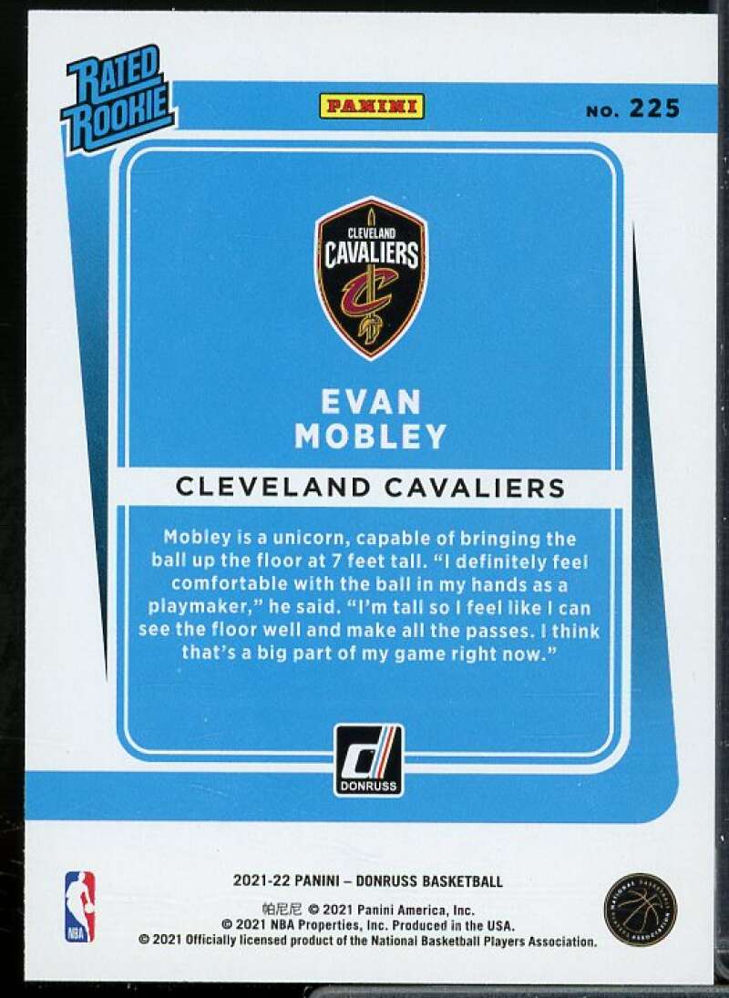 Evan Mobley RR Rookie Card 2021-22 Donruss #225  Image 2