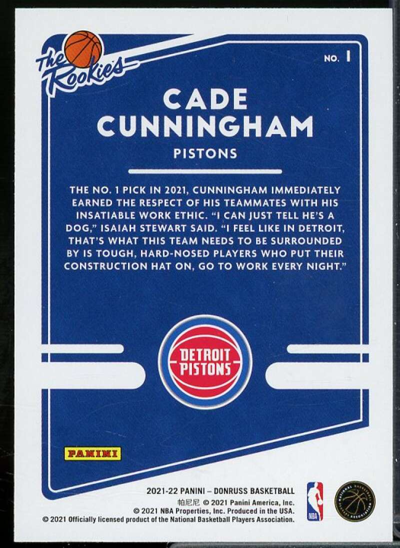 Cade Cunningham Rookie Card 2021-22 Donruss The Rookies #1  Image 2