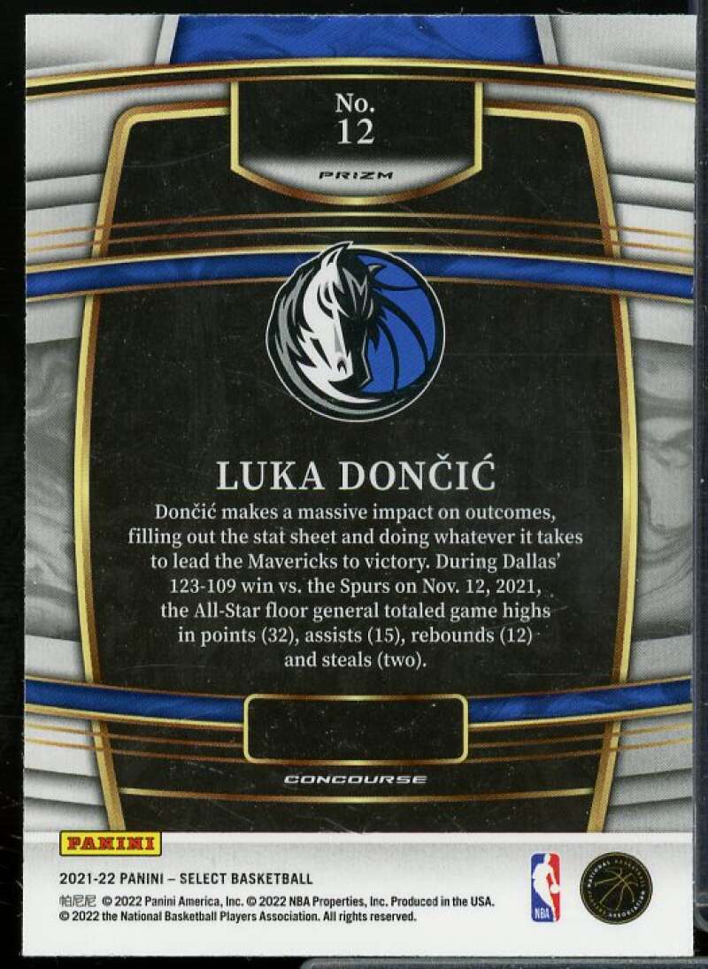 Luka Doncic Card 2021-22 Select Prizms Silver #12  Image 2