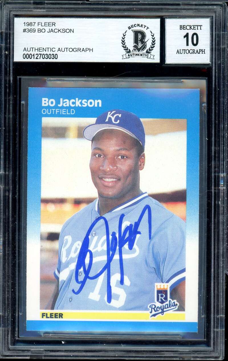 Bo Jackson Rookie Card 1987 Fleer #369 Authentic Autograph Auto BGS BAS 10 Image 1