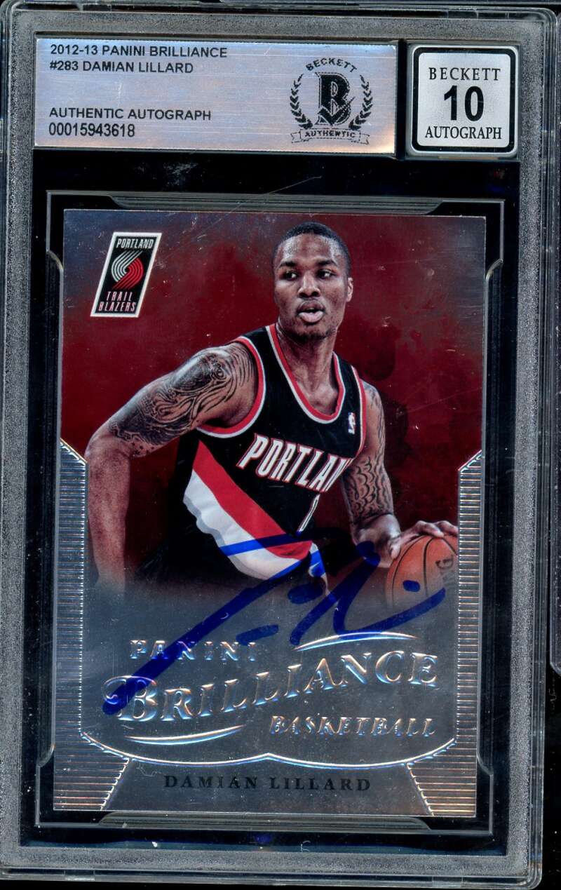 Damian Lillard Rookie 2012-13 Panini Brilliants #283 Authentic Auto BGS BAS 10 Image 1