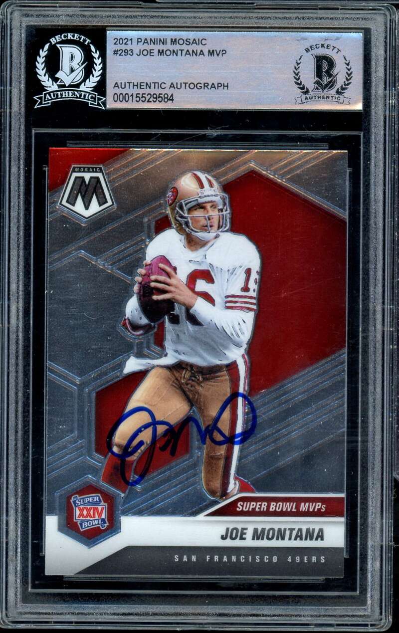 Joe Montana MVP Card 2021 Panini Mosaic #293 Authentic Autograph Auto BGS BAS Image 1