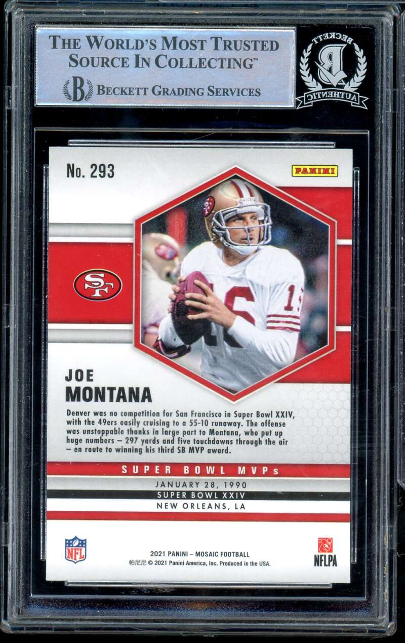 Joe Montana MVP Card 2021 Panini Mosaic #293 Authentic Autograph Auto BGS BAS Image 2