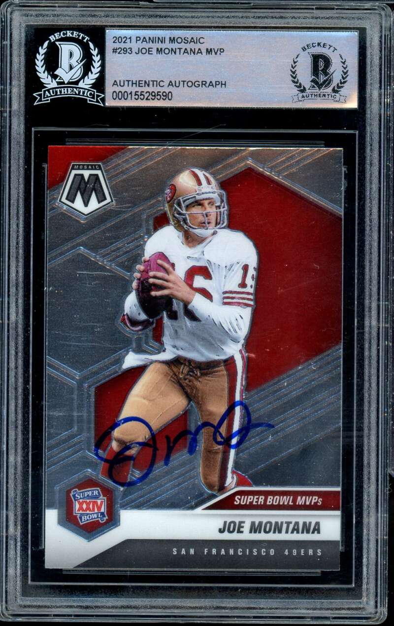 Joe Montana MVP Card 2021 Panini Mosaic #293 Authentic Autograph Auto BGS BAS Image 1