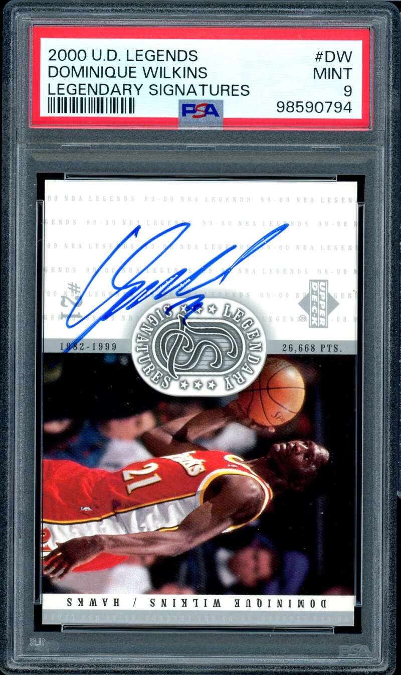 Dominique Wilkins Card 2000-01 U.D. Legends Legendary Signatures #DW PSA 9 Image 1