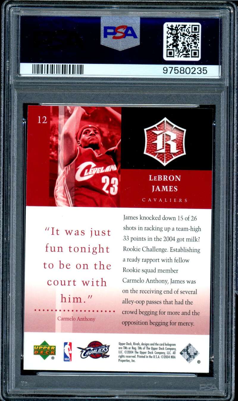 LeBron James Card 2004-05 Upper Deck Rivals #12 PSA 9 Image 2