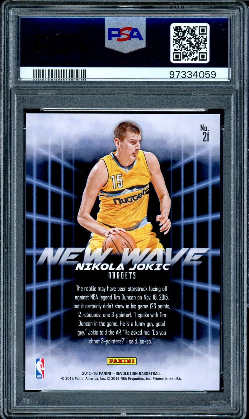Nikola Jokic Rookie Card 2015-16 Panini Revolution New Wave #21 PSA 9 Image 2