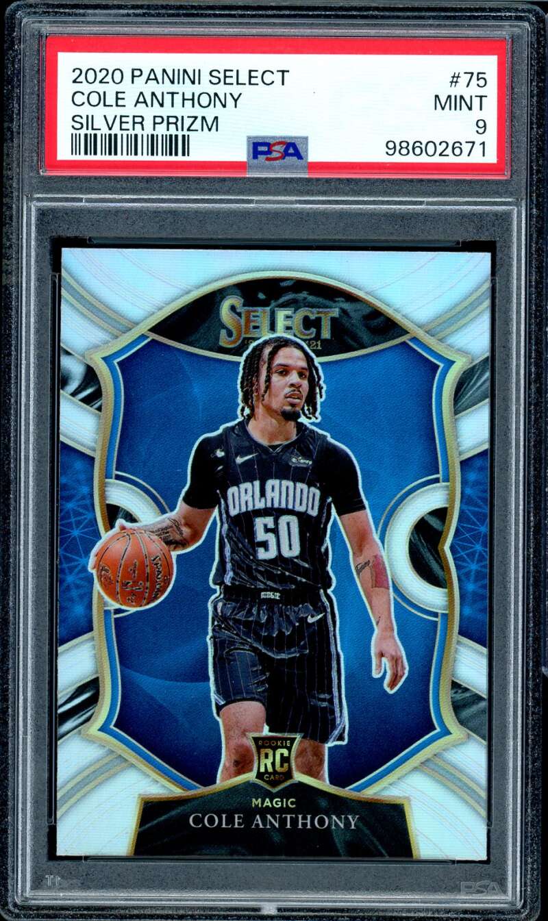 Cole Anthony Rookie Card 2020-21 Panini Select Silver Prizm #75 PSA 9 Image 1