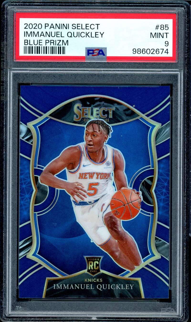 Immanuel Quickley Rookie Card 2020-21 Panini Select Blue Prizm #85 PSA 9 Image 1