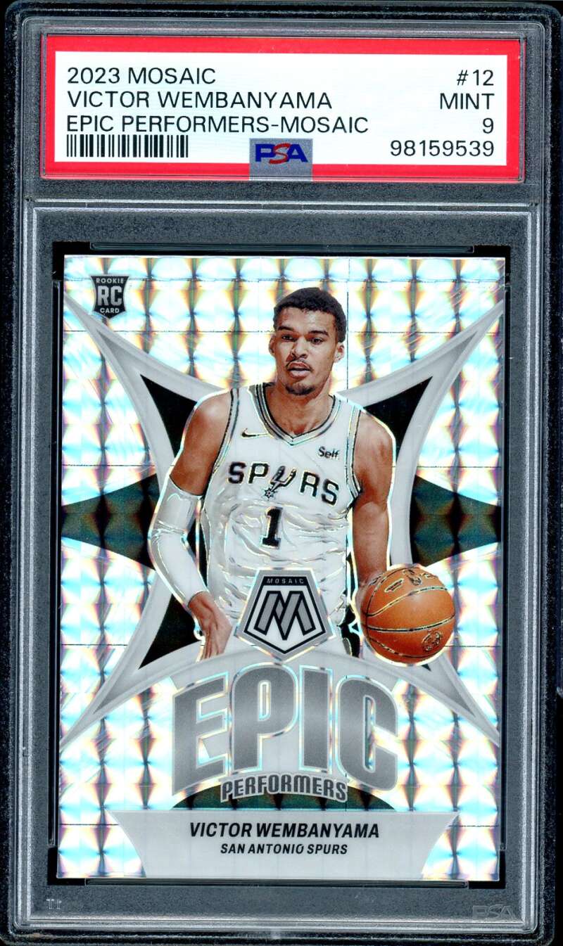 Victor Wembanyama Rookie Card 2023-24 Mosaic Epic Performers Mosaic #12 PSA 9 Image 1