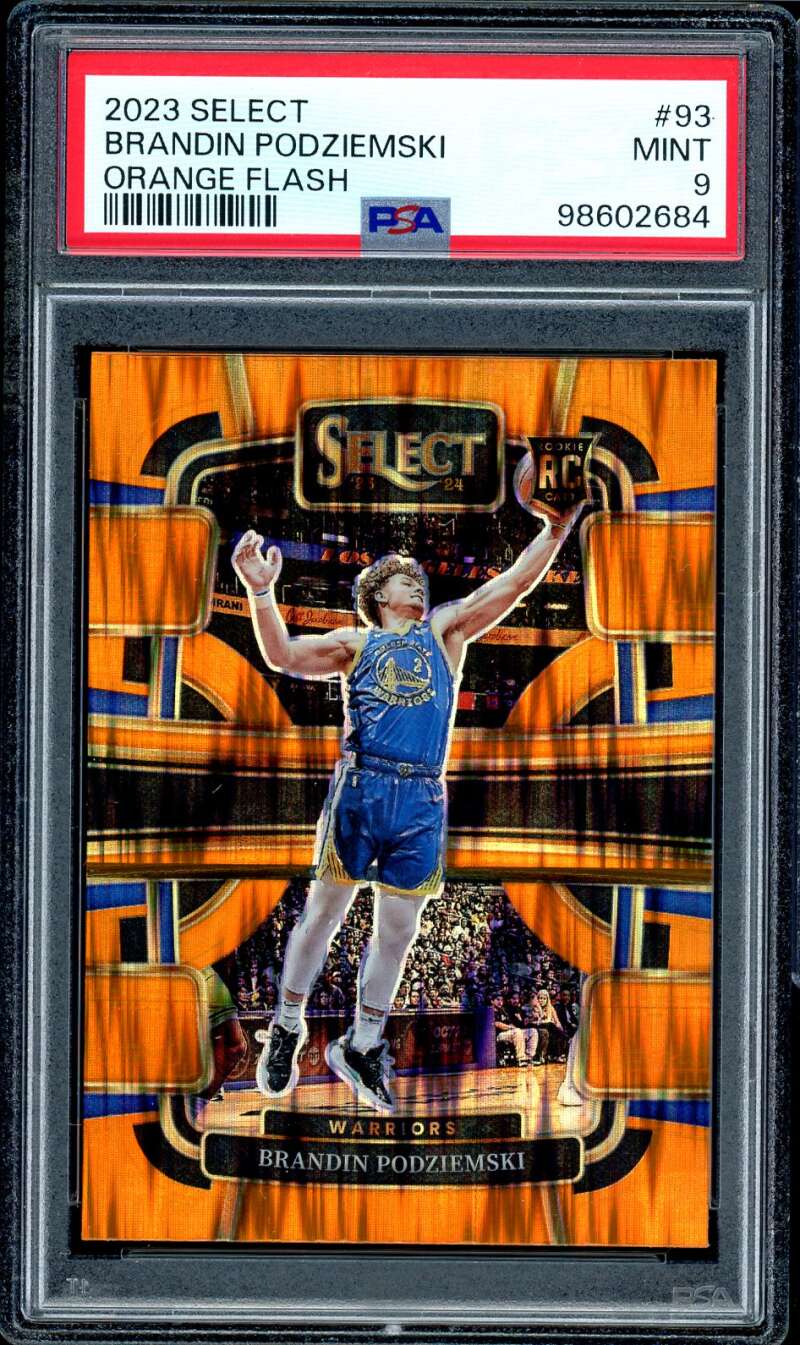 Brandin Podziemski Rookie Card 2023-24 Select Orange Flash #93 PSA 9 Image 1