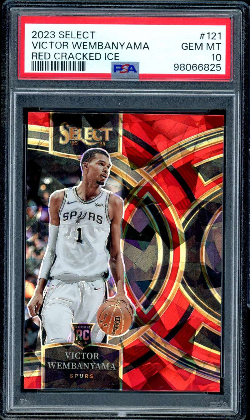Victor Wembanyama Rookie Card 2023-24 Select Red Cracked Ice #121 PSA 10 Image 1