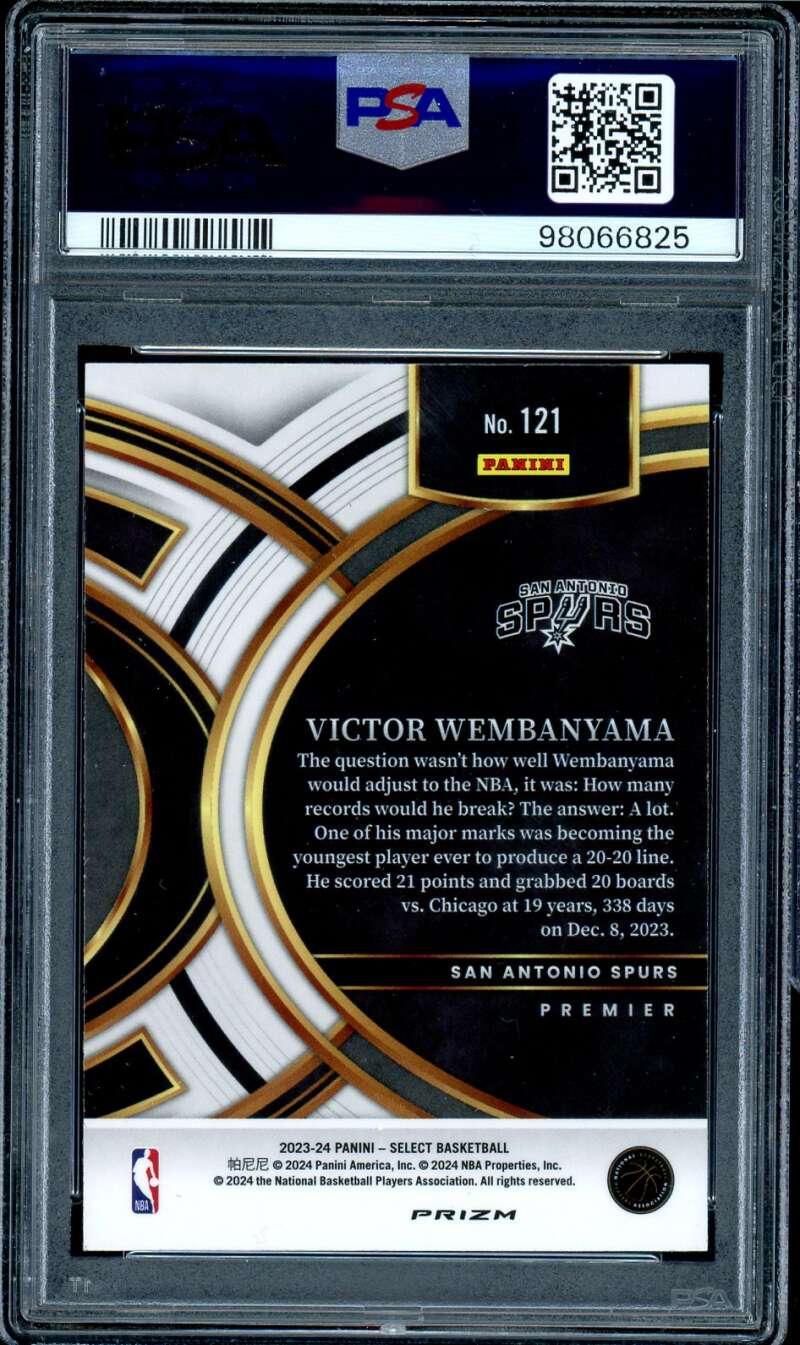 Victor Wembanyama Rookie Card 2023-24 Select Red Cracked Ice #121 PSA 10 Image 2