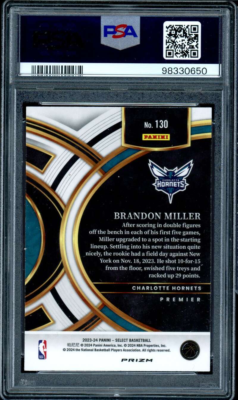Brandon Miller Rookie Card 2023-24 Select Red Cracked Ice #130 PSA 10 Image 2