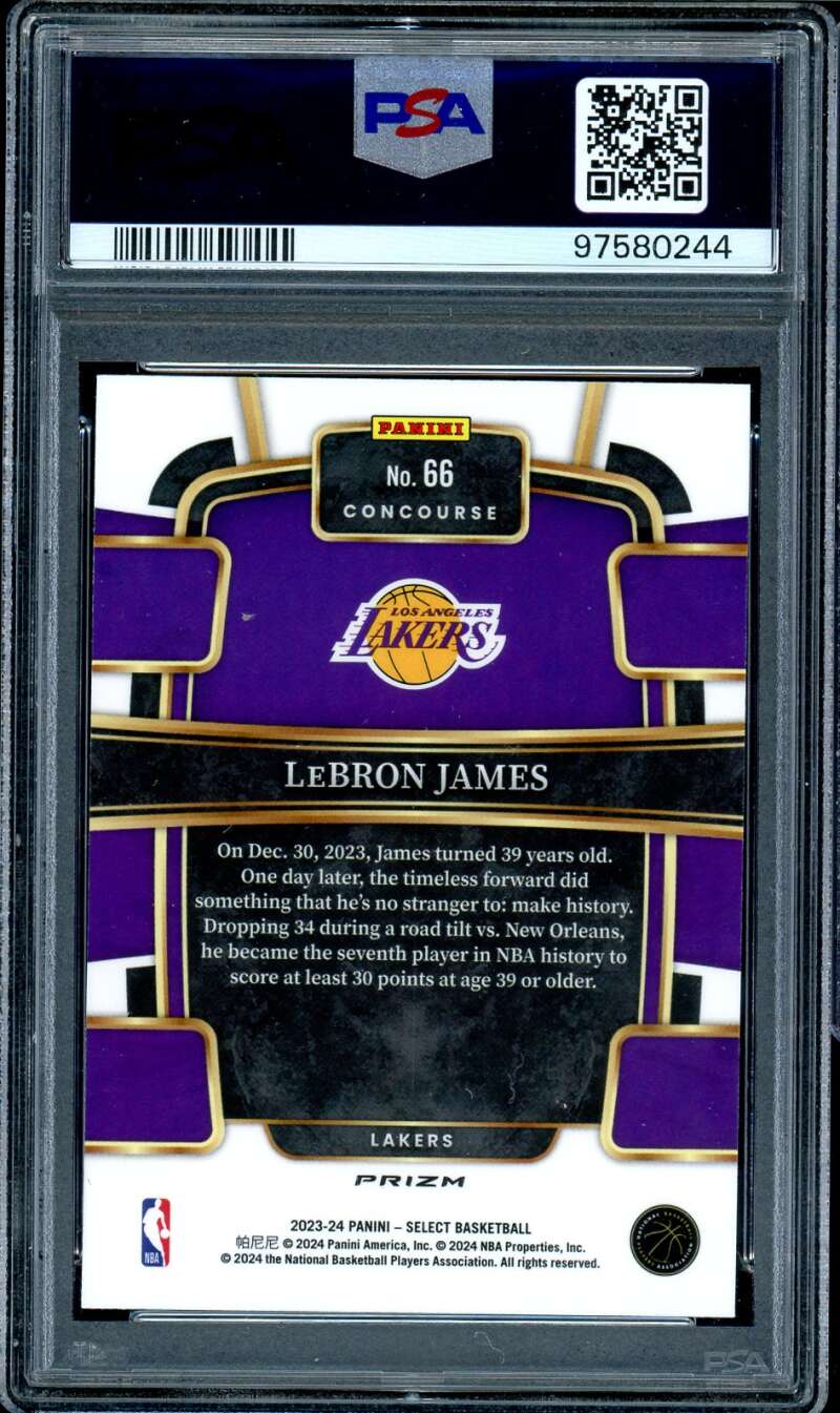 LeBron James Card 2023-24 Select Silver Prizm #66 PSA 9 Image 2