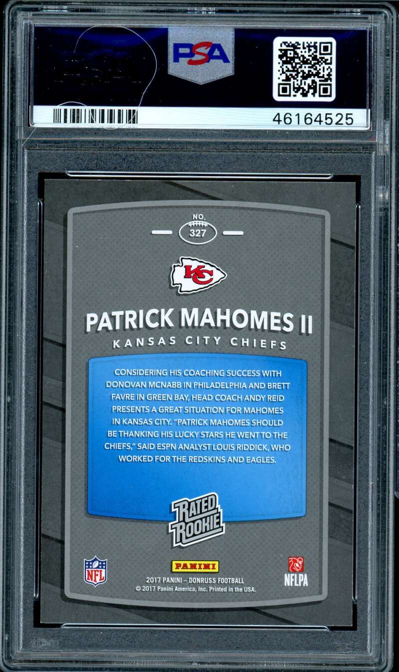 Patrick Mahomes II Rookie Card 2017 Panini Donruss Red Press Proof #327 PSA 9 Image 2