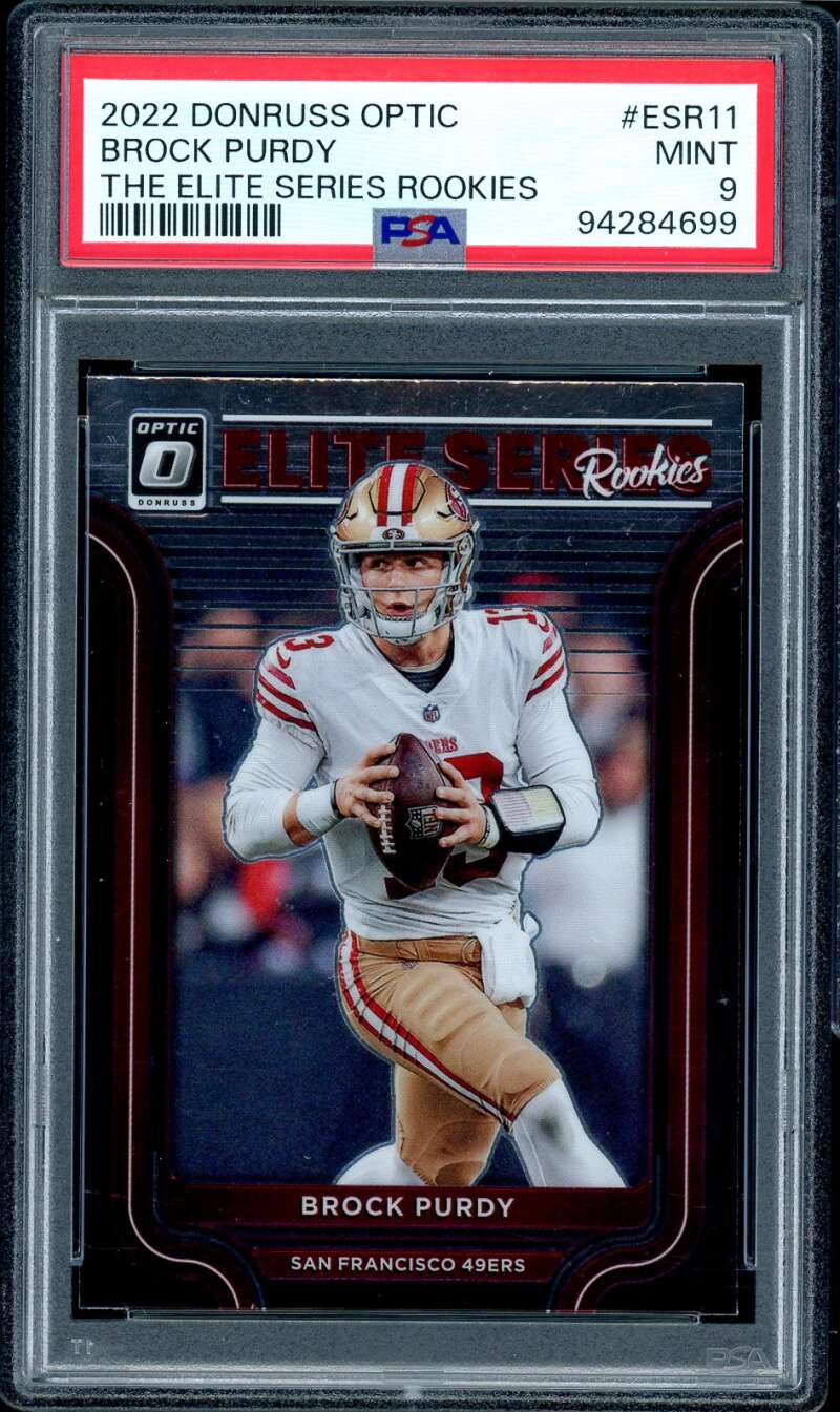 Brock Purdy Rookie Card 2022 Donruss Optic #ESR11 PSA 9 Image 1