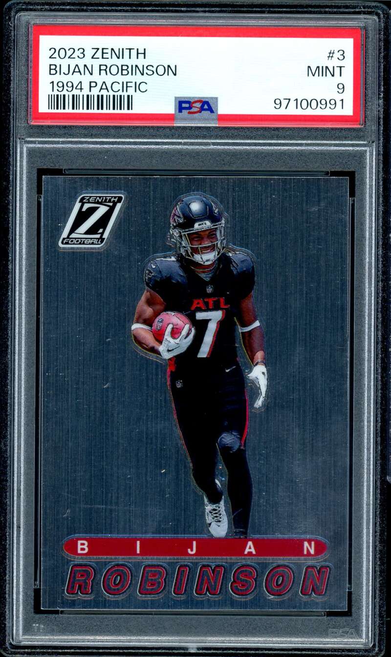 Bijan Robinson Rookie Card 2023 Zenith 1994 Pacific #3 PSA 9 Image 1