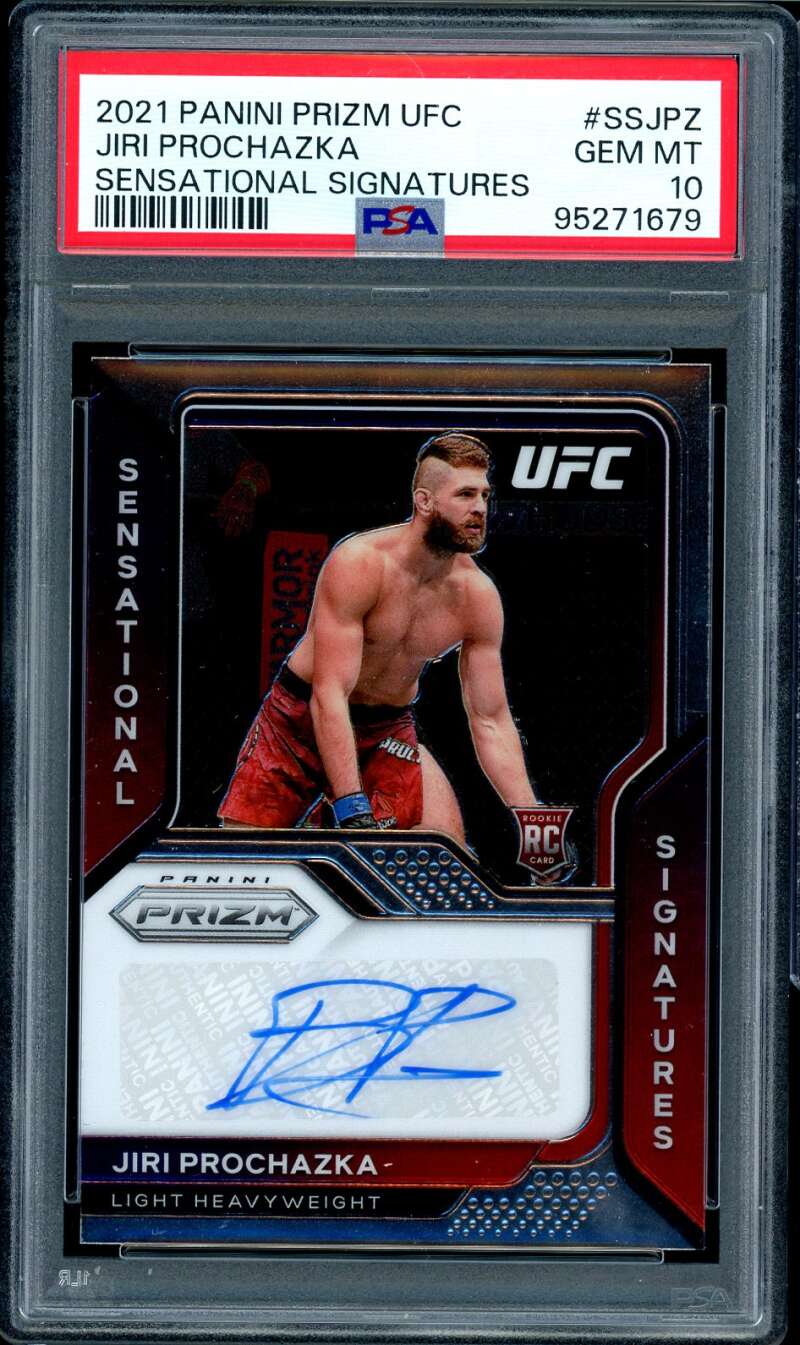 Jiri Prochazka Rookie 2021 Panini Prizm UFC Sensational Signatures #SSJPZ PSA 10 Image 1