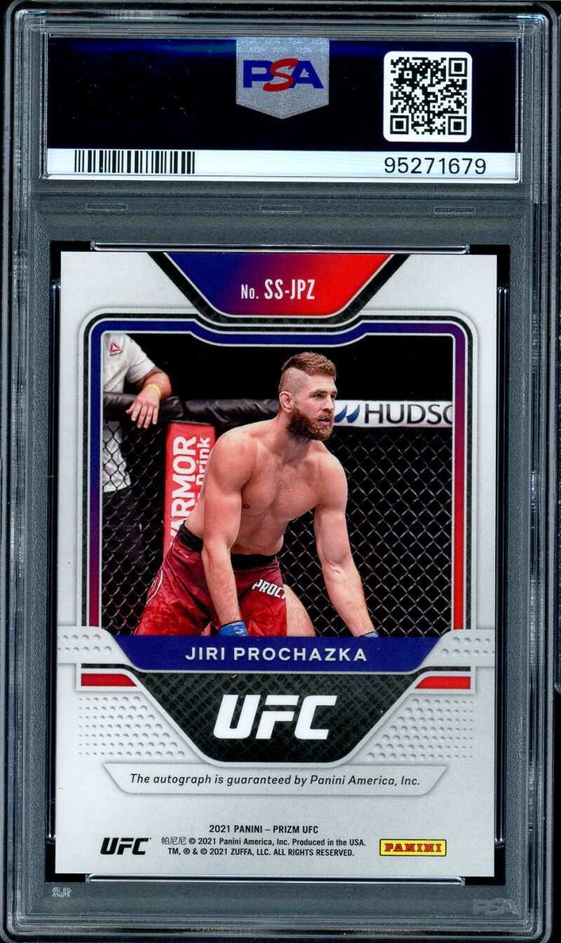Jiri Prochazka Rookie 2021 Panini Prizm UFC Sensational Signatures #SSJPZ PSA 10 Image 2