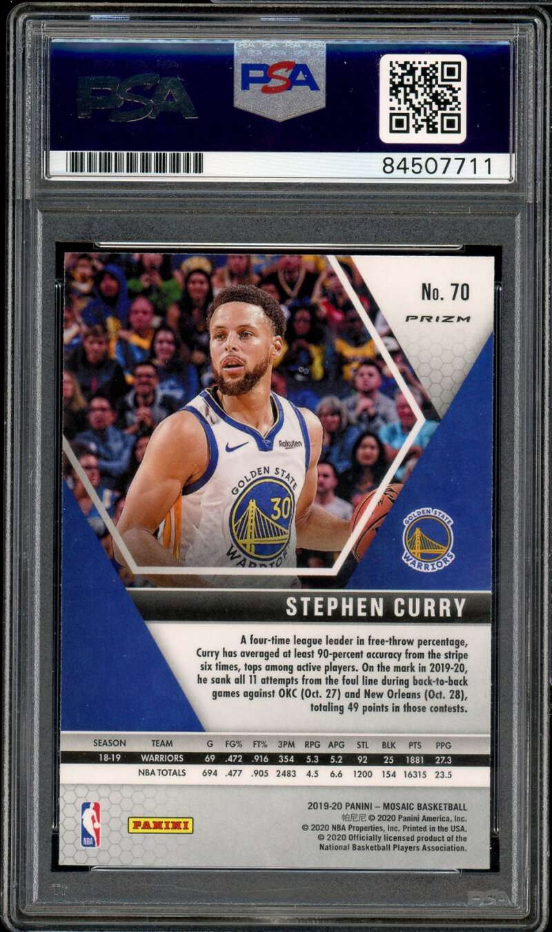 Stephen Curry 2019-20 Mosaic Green Prizm #70 Auto Autograph PSA DNA Authentic Image 2