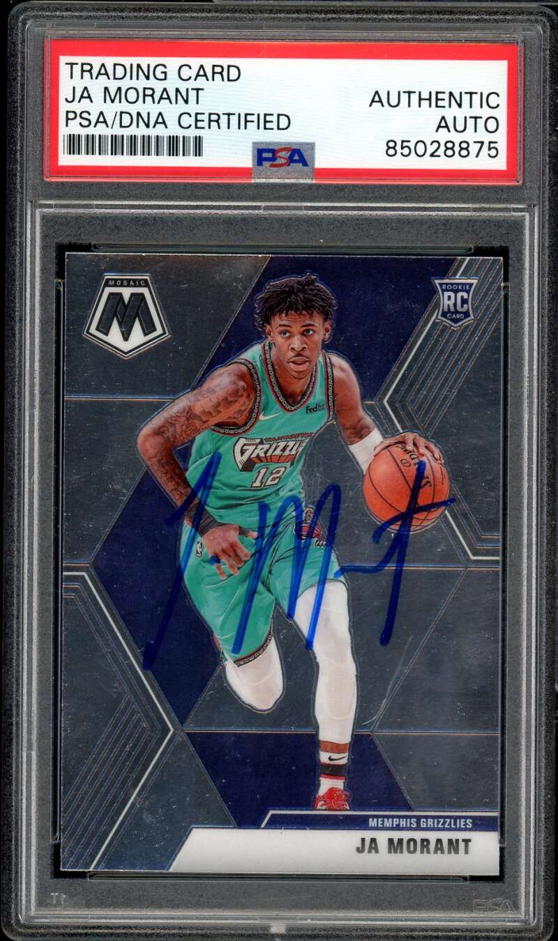 Ja Morant Rookie Card 2019-20 Mosaic #219 Auto Autograph PSA DNA Authentic Image 1