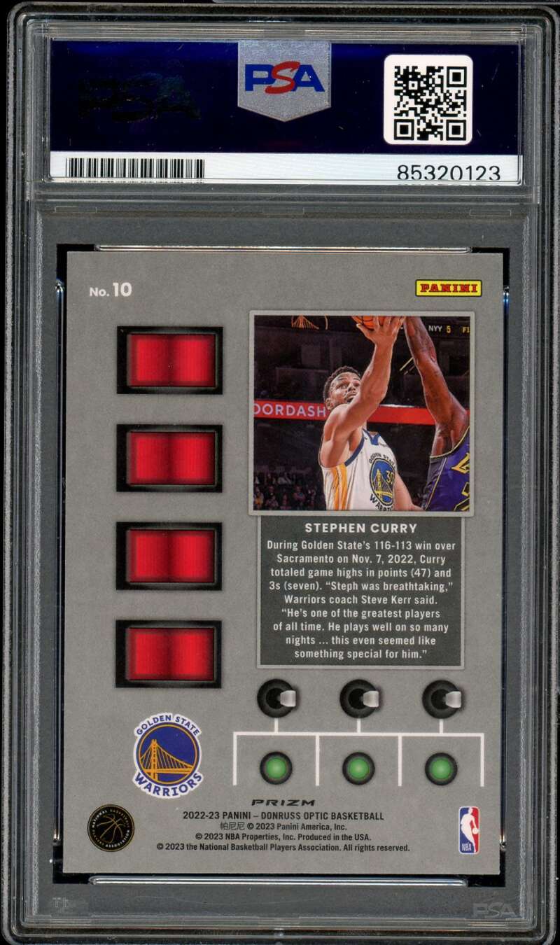 Stephen Curry 2022-23 Donruss Optic T-Minus Prizm Autograph PSA DNA Authentic Image 2