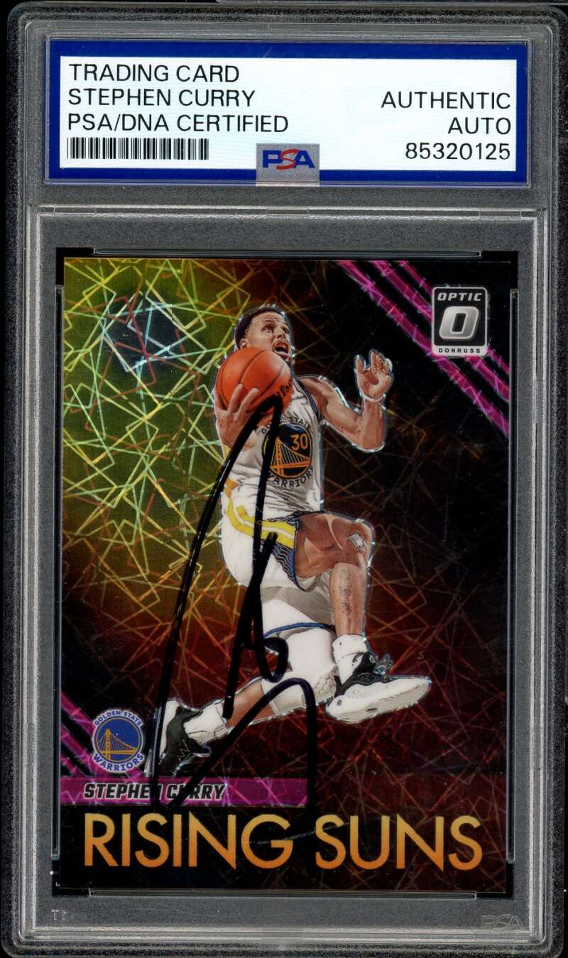Stephen Curry 2023-24 Donruss Optic Rising Suns Autograph PSA DNA Authentic Image 1