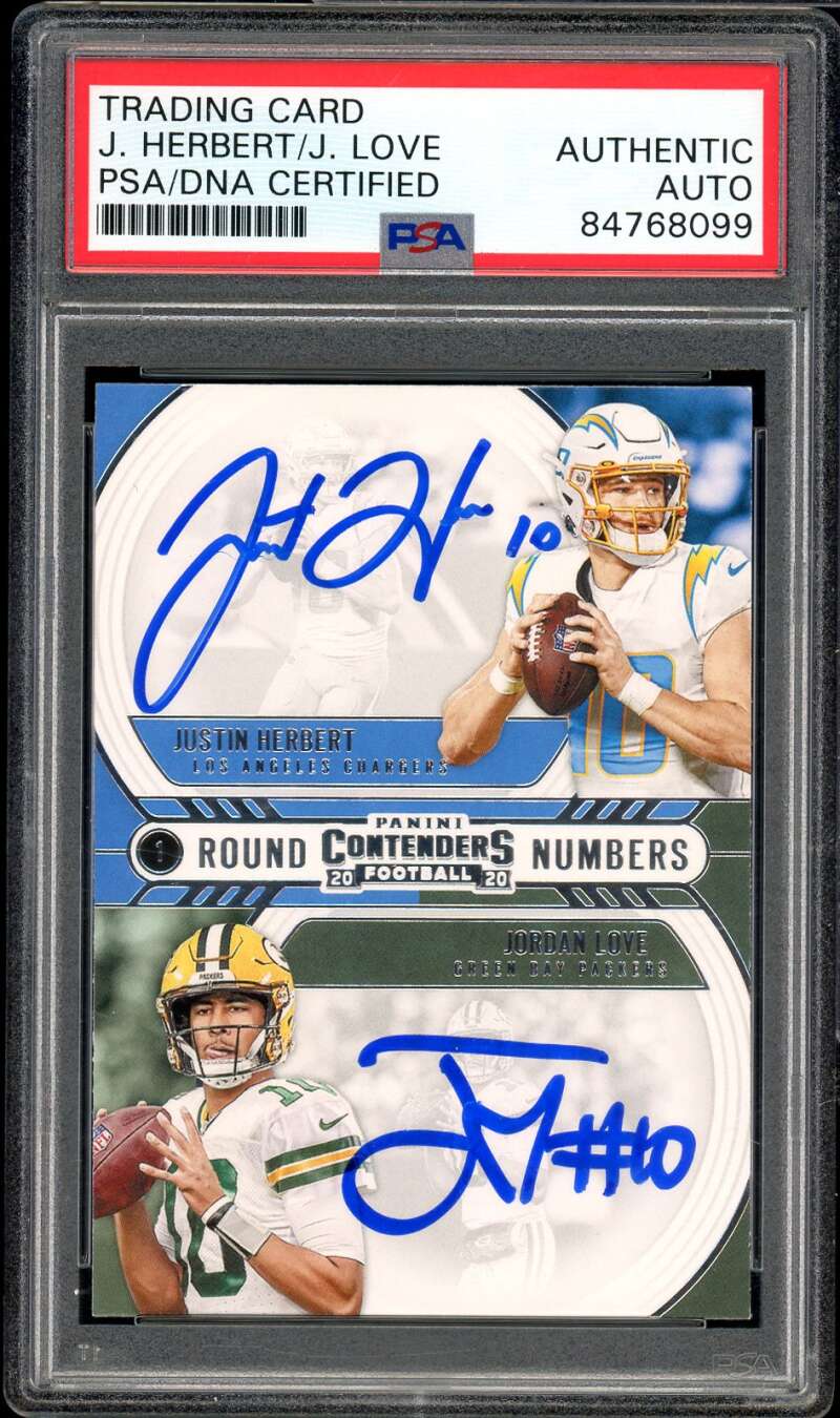 Justin Herbert / Jordan Love Rookie 2020 Contenders Autograph PSA DNA Authentic Image 1