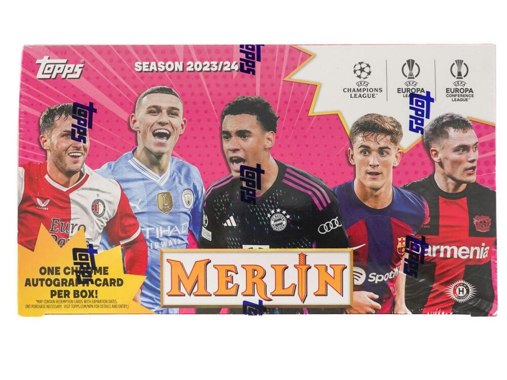 2023-24 Topps Chrome Merlin UEFA Club Competitions Soccer Hobby Box Image 1