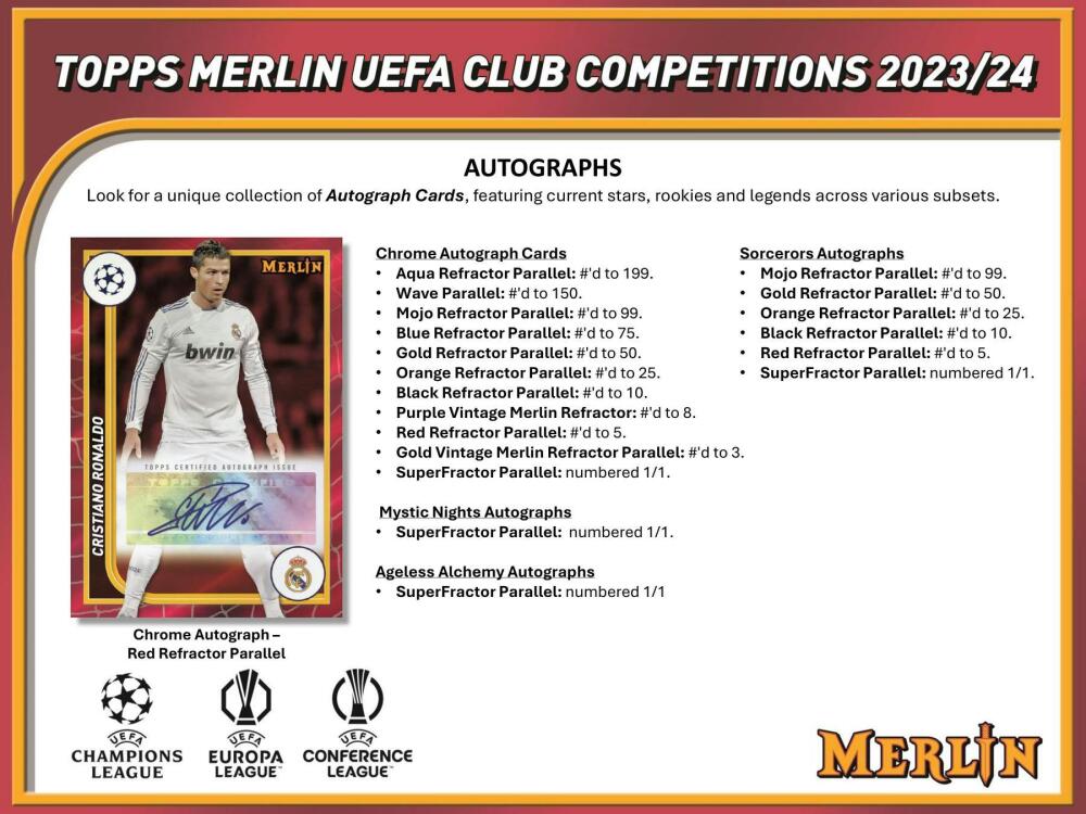 2023-24 Topps Chrome Merlin UEFA Club Competitions Soccer Hobby Box Image 7