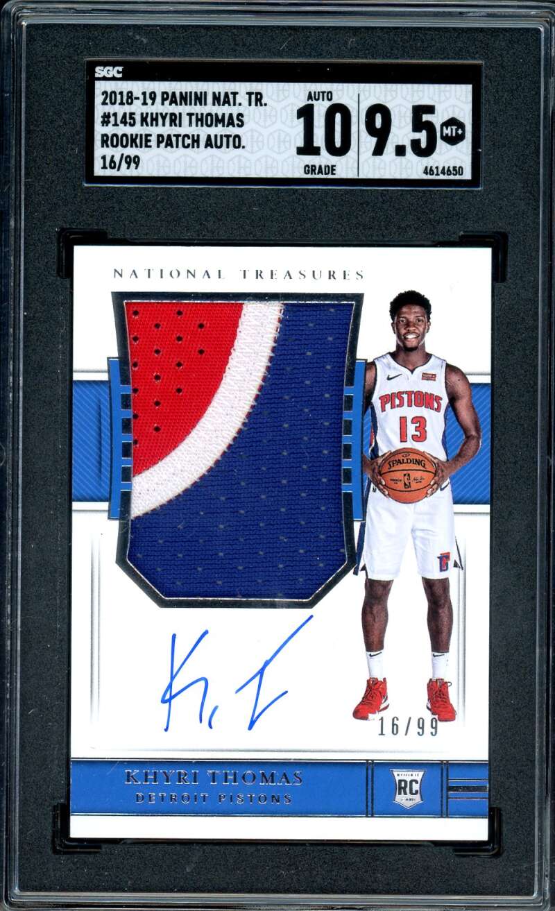 Khyri Thomas Rookie 2018-19 Panini National Treasures Patch Auto #145 SGC 9.5 Image 1