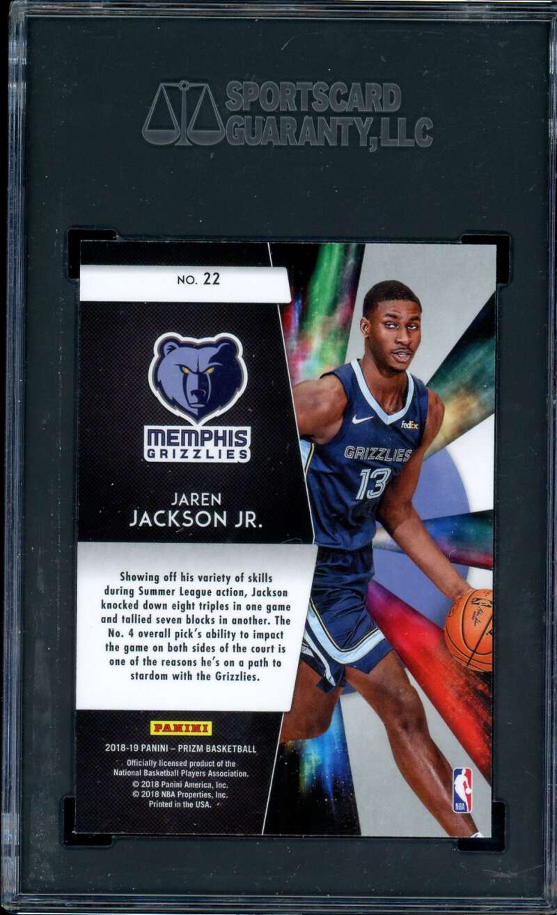 Jaren Jackson Jr. Rookie Card 2018-19 Panini Prizm Freshman Phenoms #22 SGC 9.5 Image 2