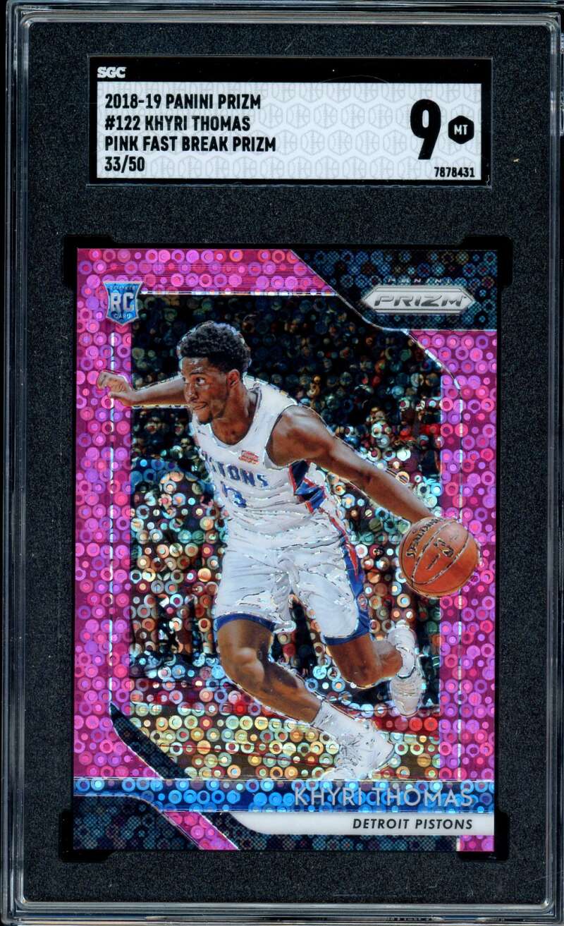 Khyri Thomas Rookie Card 2018-19 Panini Prizm Pink Fast Break Prizm #122 SGC 9 Image 1