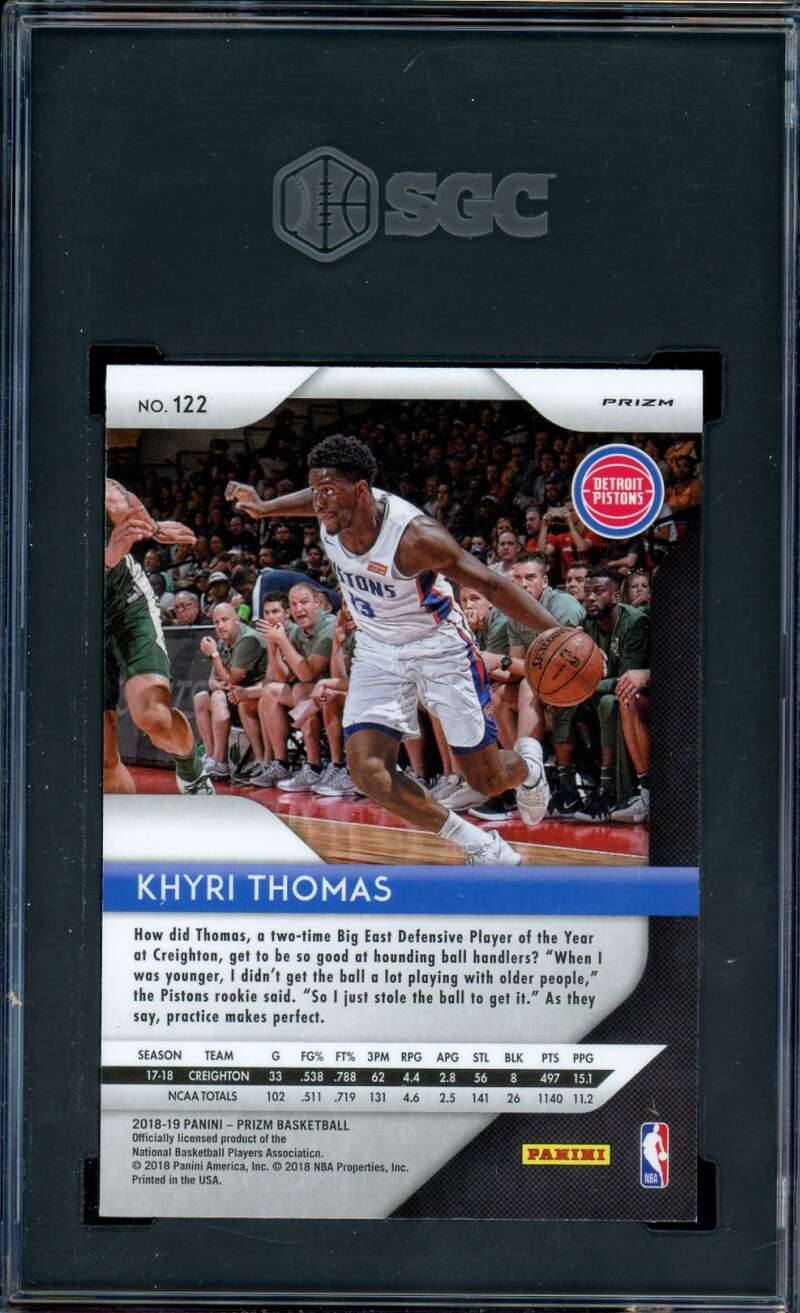 Khyri Thomas Card 2018-19 Panini Prizm White Sparkle Prizm #122 SGC 9.5 Image 2