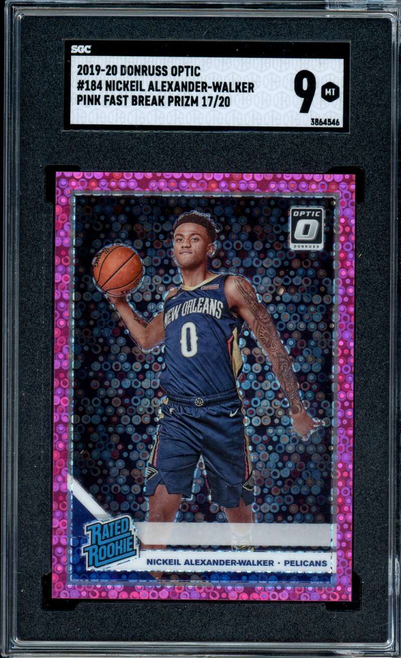 Nickeil Alexander-Walker RC 2019-20 Donruss Optic Fast Break Prizm #184 SGC 9 Image 1