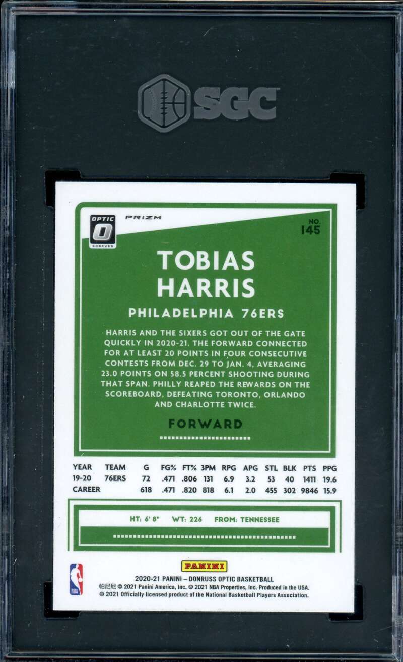 Tobias Harris Card 2020-21 Donruss Optic Holo Prizm #145 SGC