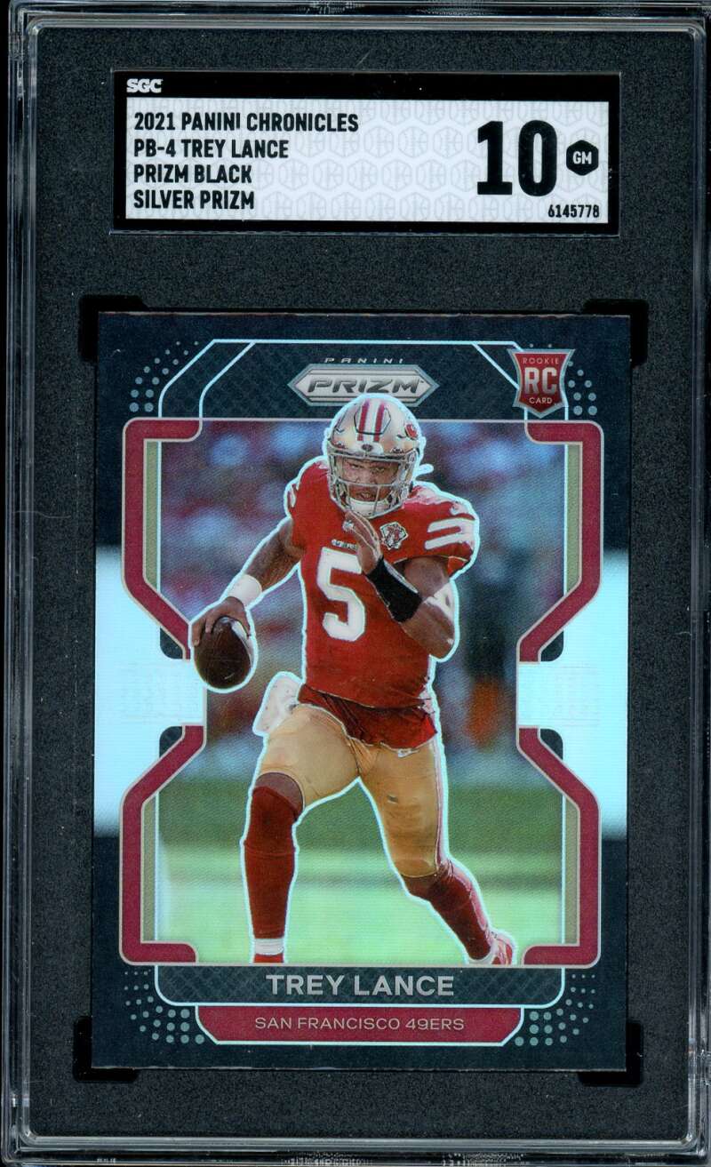 Trey Lance Rookie Card 2021 Panini Chronicles Black Silver Prizm PB-4 SGC 10 Image 1