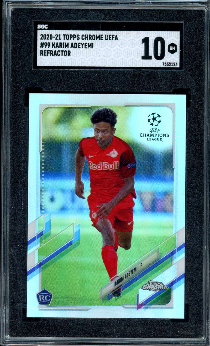 Karim Adeyemi Rookie Card 2020-21 Topps Chrome UEFA Refractor #99 SGC 10 Image 1