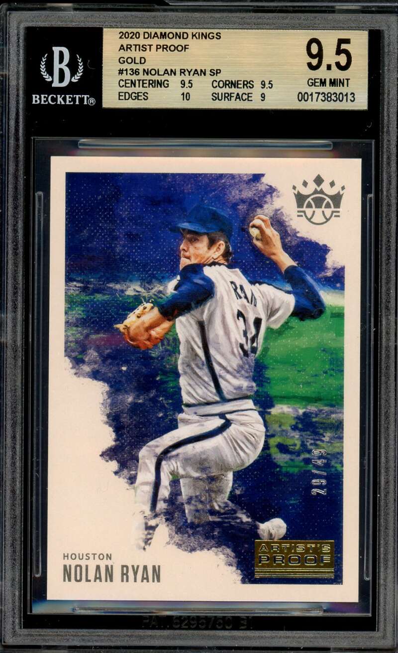 Nolan Ryan 2020 Diamond Kings Artist Proof Gold (29/49) (pop 2) #136 BGS 9.5 Image 1