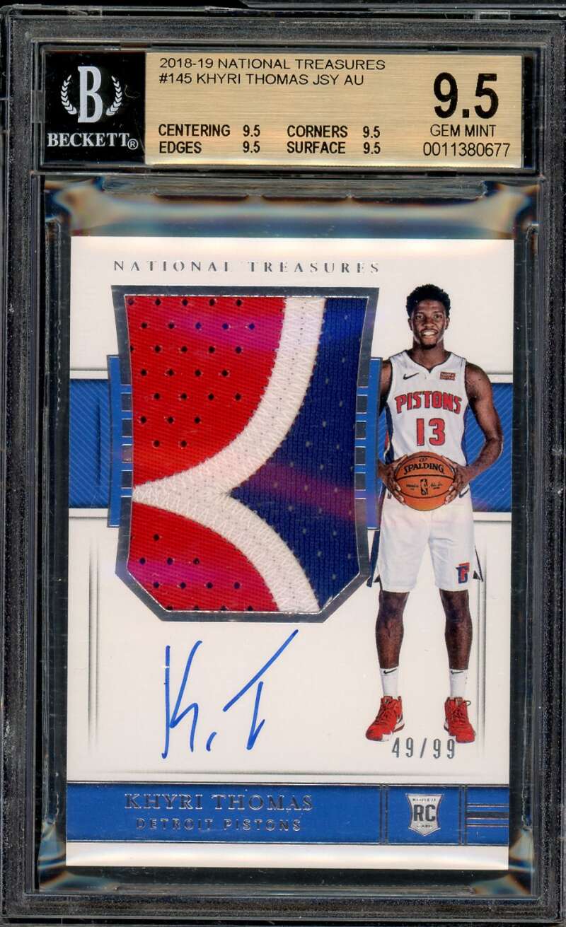 Khyri Thomas Rookie 2018-19 National Treasures Autograph (pop 2) #145 BGS 9.5 Image 1
