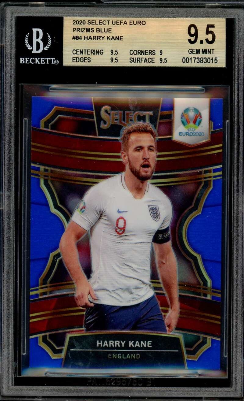Harry Kane Card 2020 Select UEFA Euro Prizms Blue (pop 1) #84 BGS 9.5 Image 1