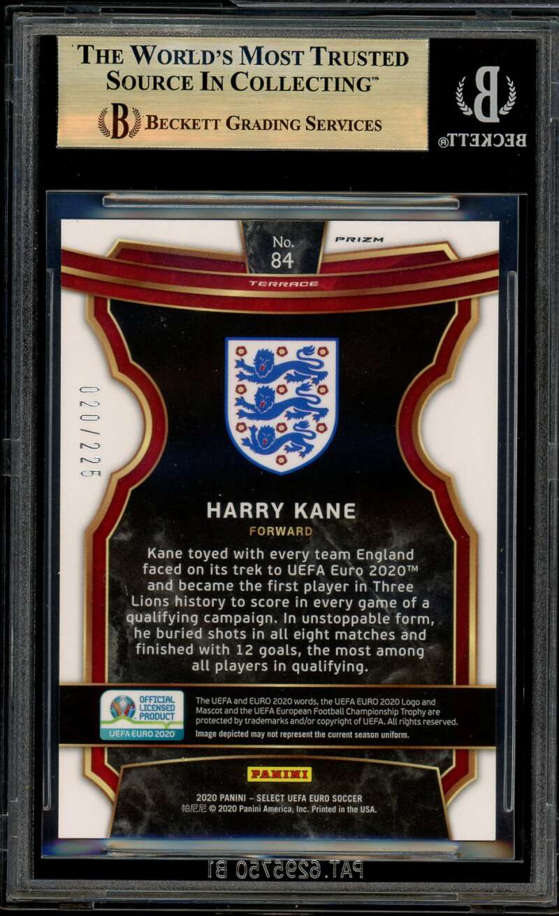 Harry Kane Card 2020 Select UEFA Euro Prizms Blue (pop 1) #84 BGS 9.5 Image 2