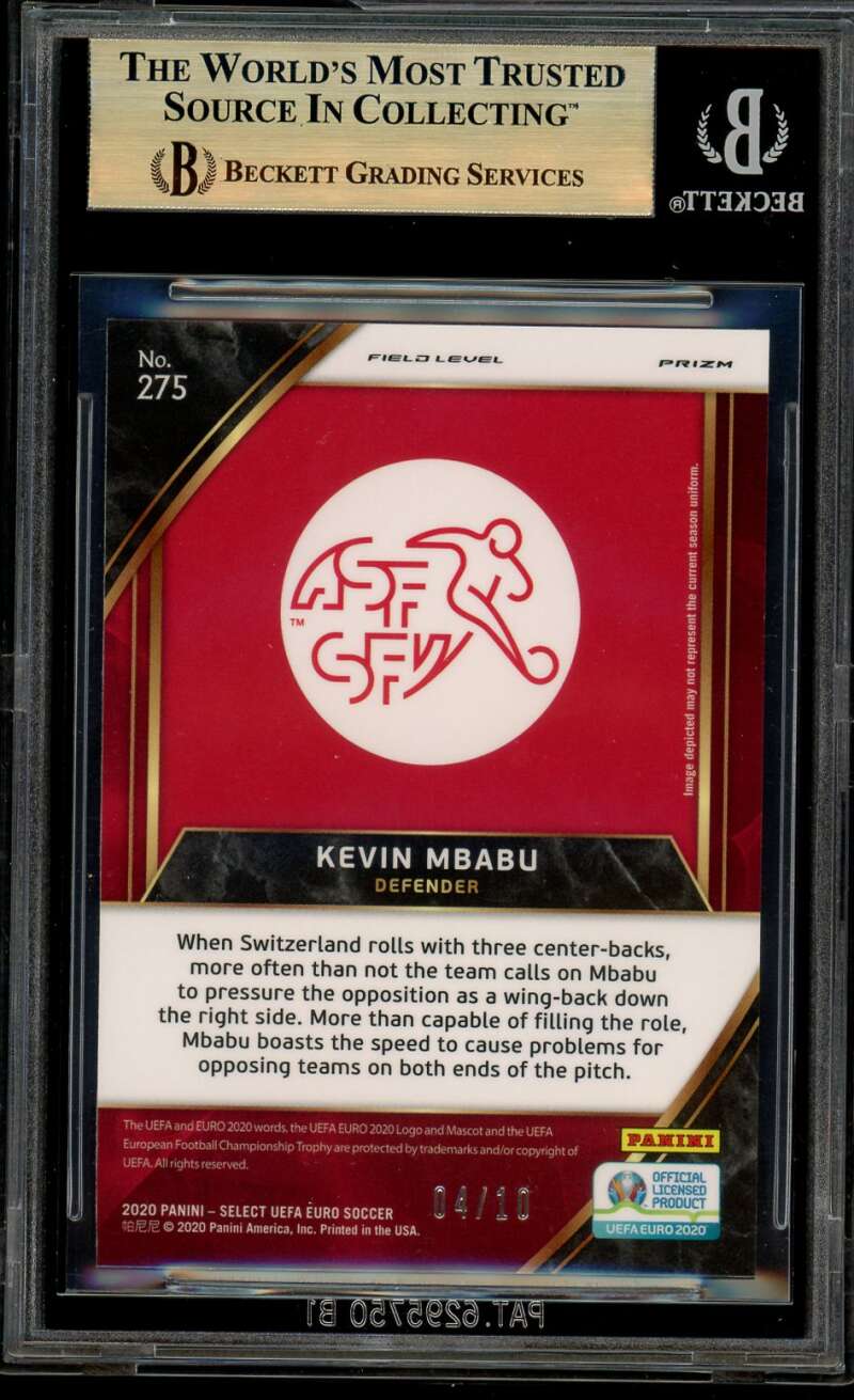 Kevin Mbabu Rookie Card 2020 Select Prizms Gold (#d 4/10) (pop 1) #275 BGS 9.5 Image 2
