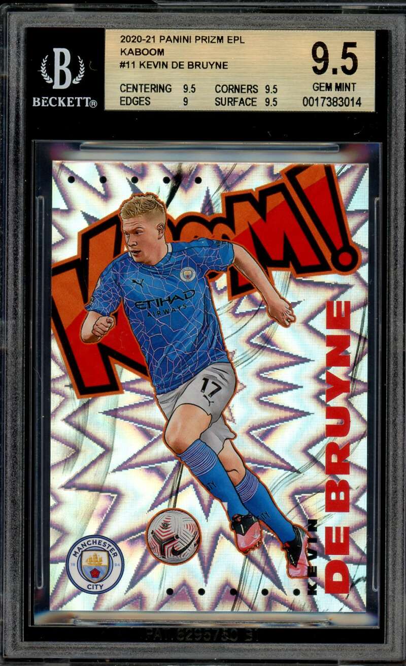 Kevin De Bruyne Card 2020-21 Panini Prizm EPL Kaboom (pop 6) #11 BGS 9.5 Image 1